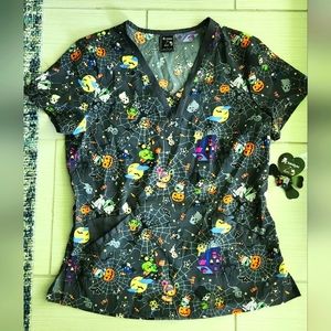 Koi Halloween Scrub Top